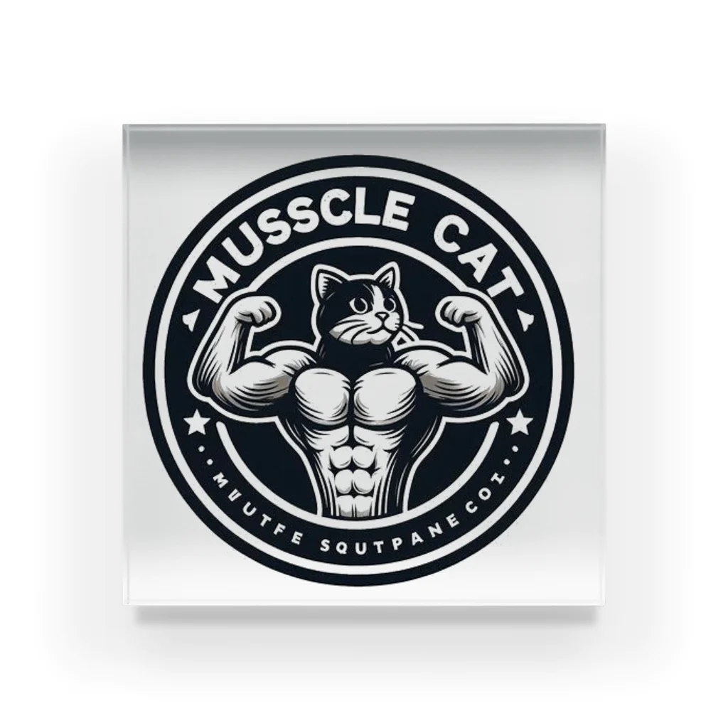 MUSCLE CAT 🐈🐈‍⬛のMUSCLE CAT ハチワレ アクリルブロック