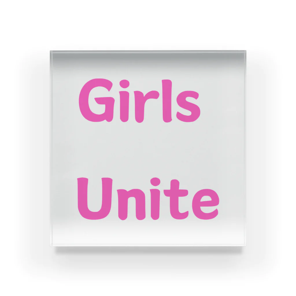 あい・まい・みぃのGirls Unite-女性たちが団結して力を合わせる言葉 Acrylic Block