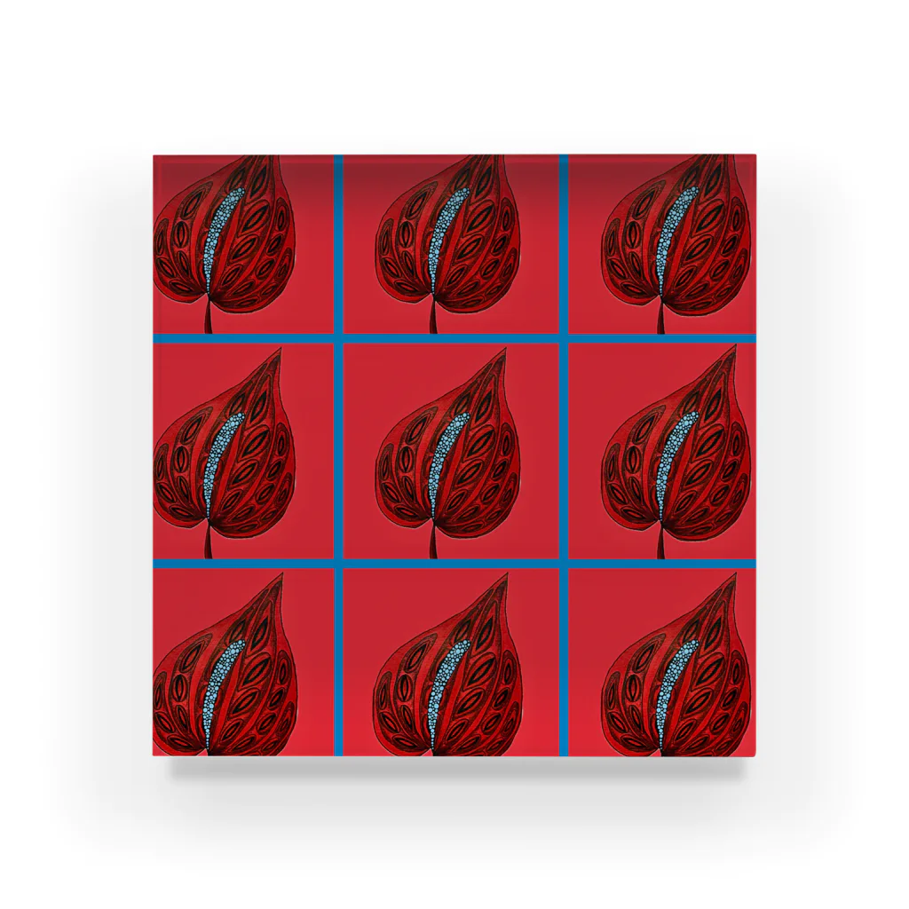 青刺し亀の大紅団扇。(赤) Acrylic Block