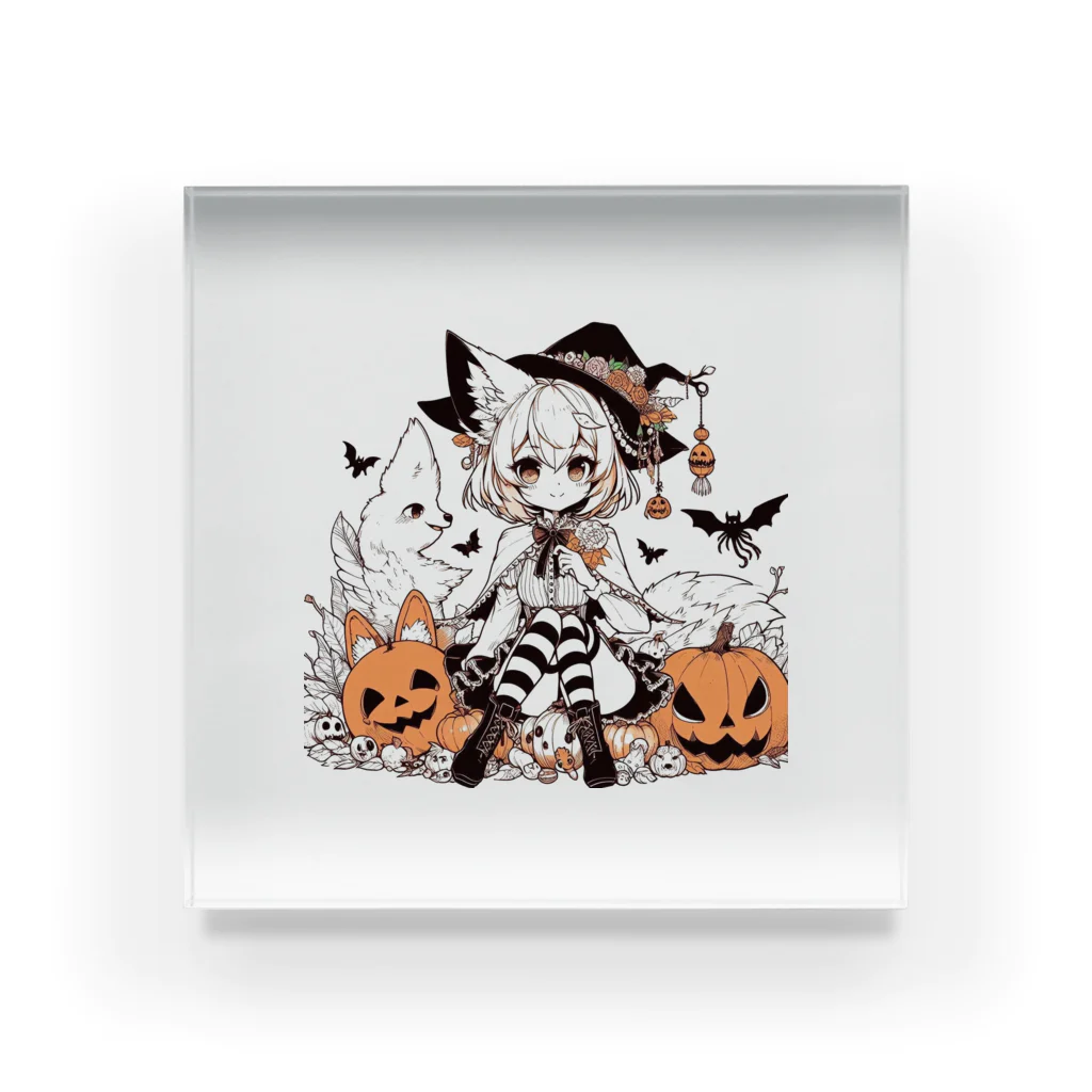 Fox_d.ogのFoxgirl.halloween.1 Acrylic Block