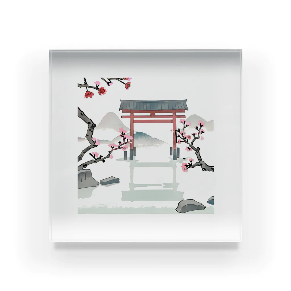 JoyfulMomentsCraftsの桜と鳥居　ー Cherry Blossoms and Torii ー アクリルブロック