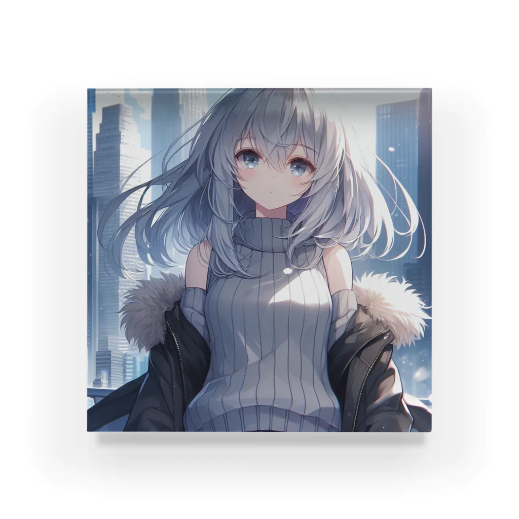 美少女silver girl'sの銀髪の女の子28 Acrylic Block