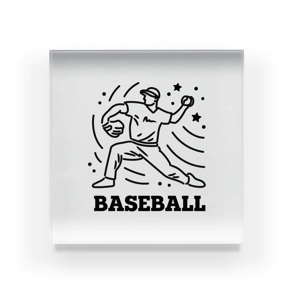 nndesignのBASEBALL LEFT PITCHER Acrylic Block