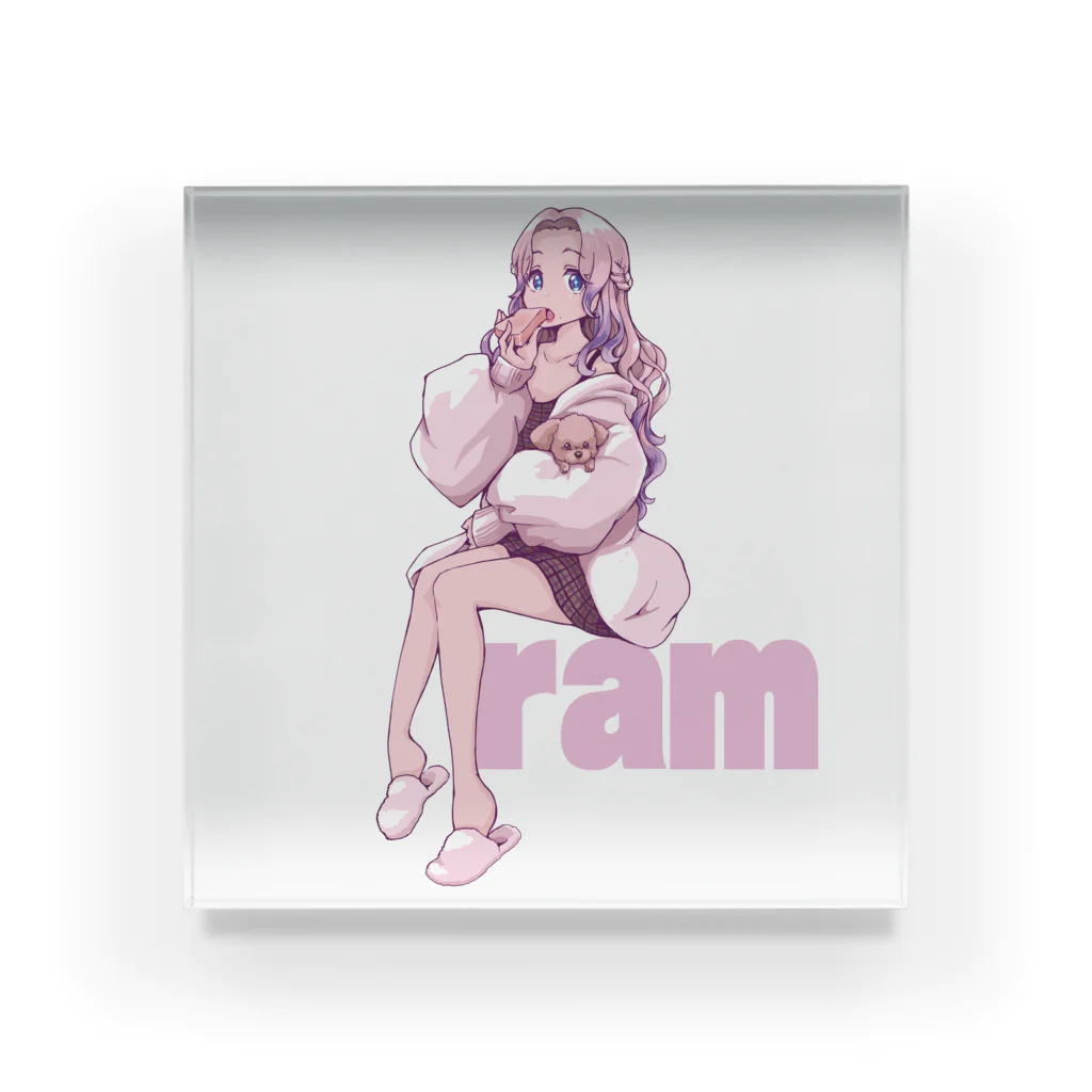 　＜＜ramの薩婆訶堂＞＞のくつろぎram (White) Acrylic Block