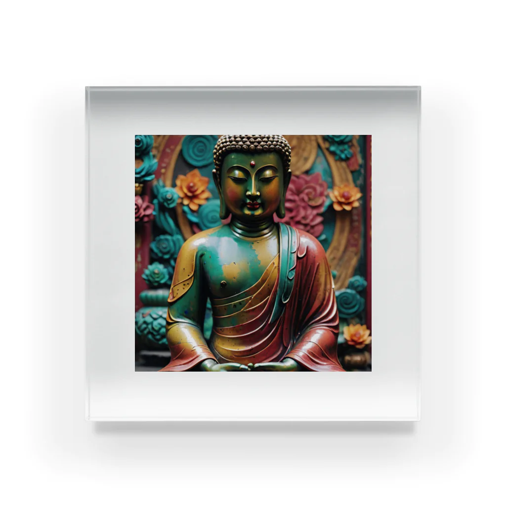 Take-chamaの品のある仏像のデザイン性が際立つ。 アクリルブロック