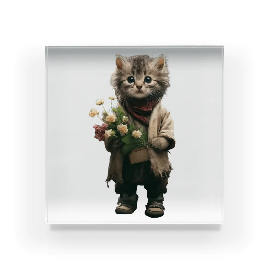 ネコネコ笑店 -Cat Goods Store-の花と猫 -Flowers and Cats- Acrylic Block