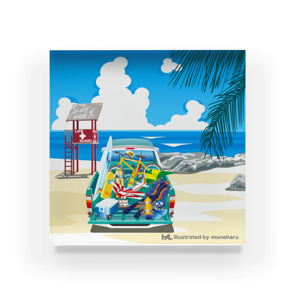 illustrator_HaLのSUMMER BEACH アクリルブロック