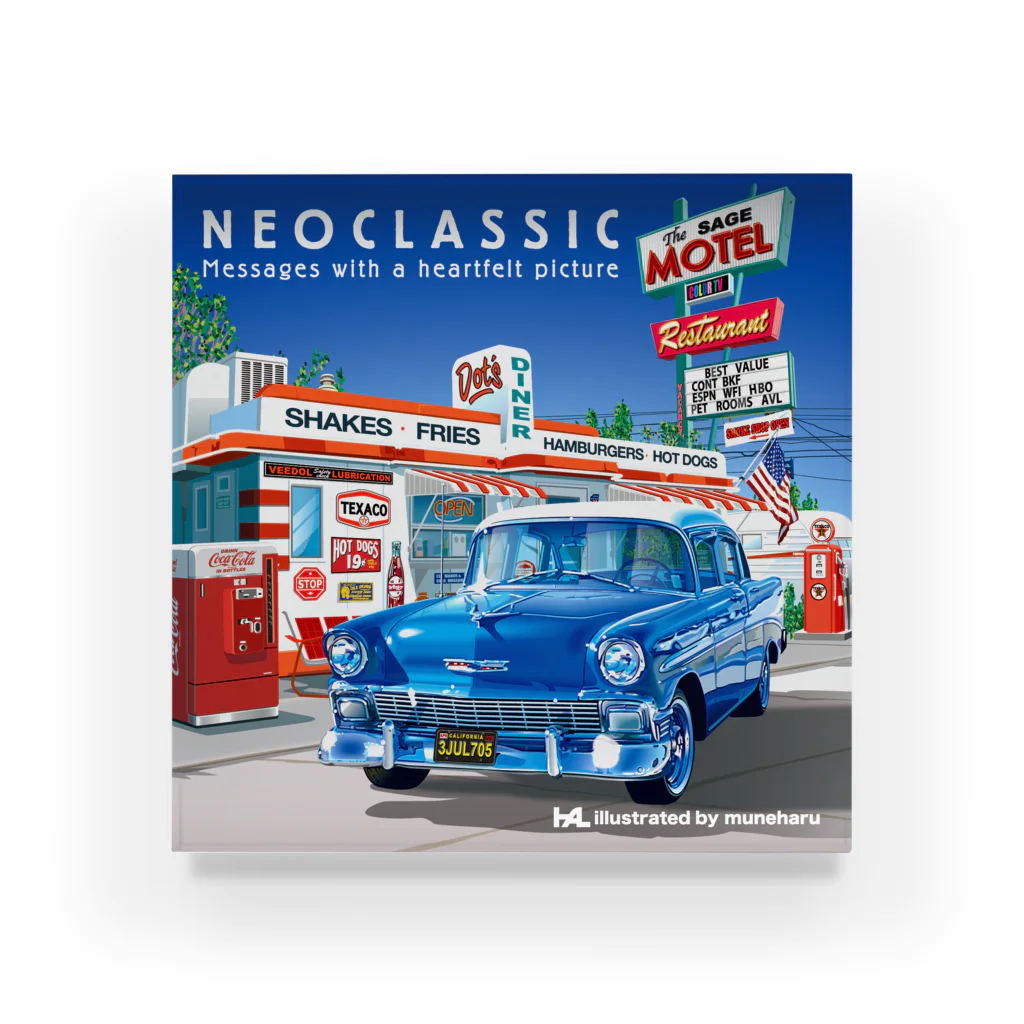 illustrator_HaLのNEOCLASSIC〜Blue Car Acrylic Block