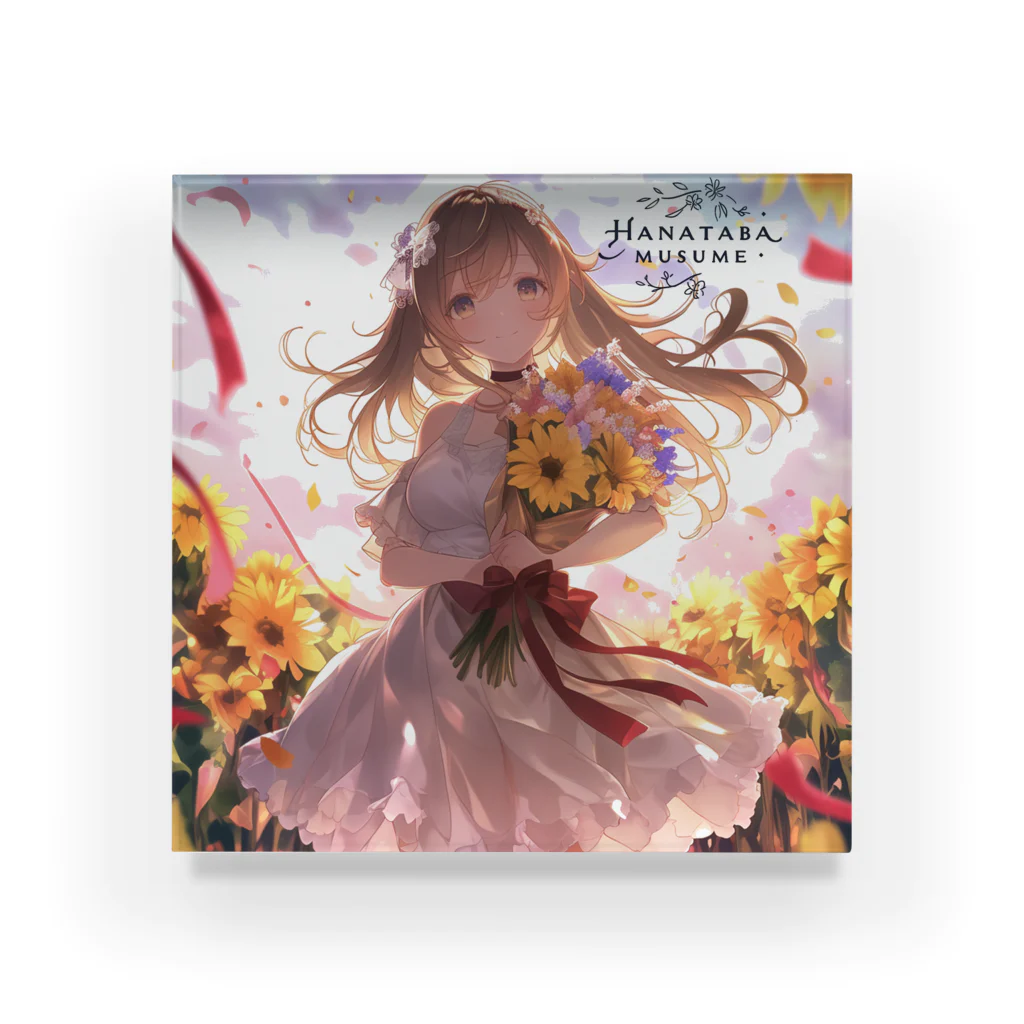 花束娘のDreaming in a Field of Sunflowers Acrylic Block