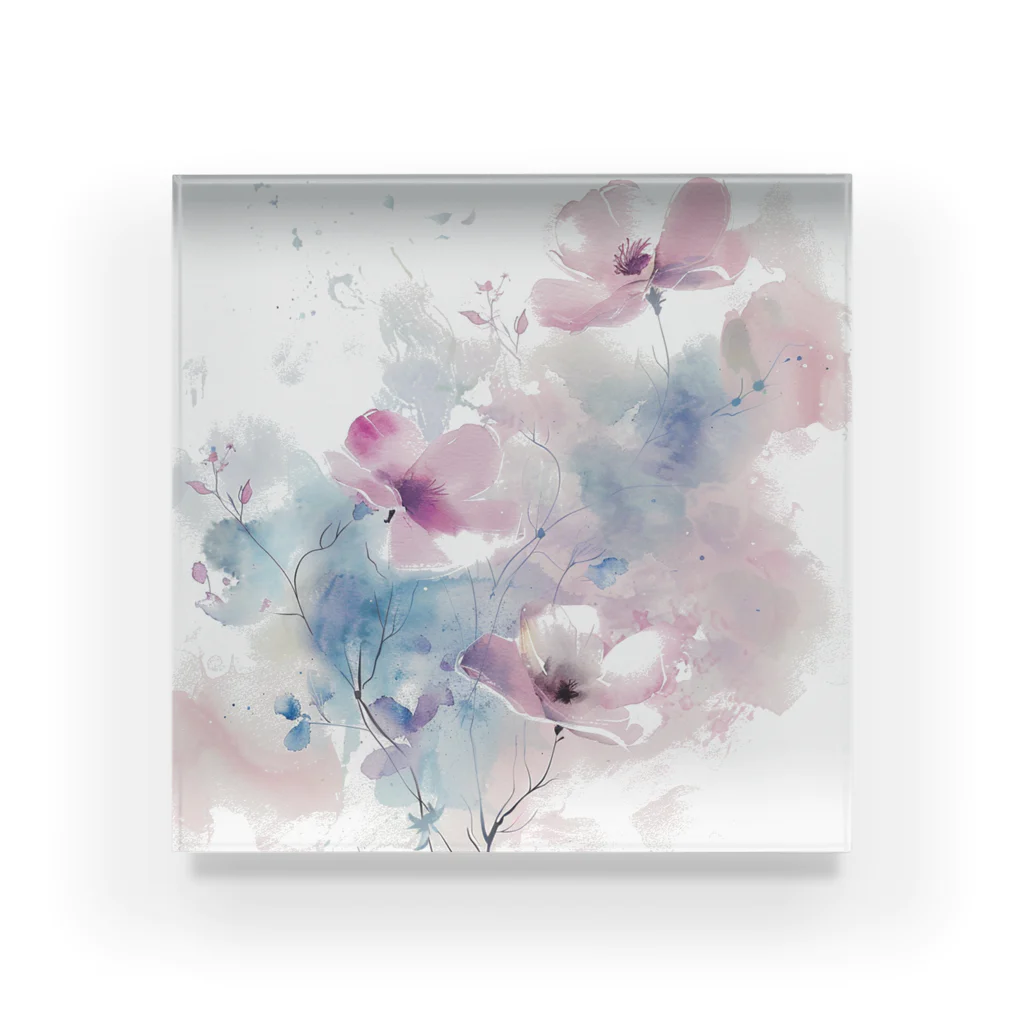 Chi3の水彩画の優雅な花々 Acrylic Block