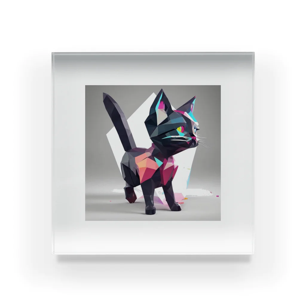 T Rの魔法の黒猫ペルソナのイラスト アクリルブロック