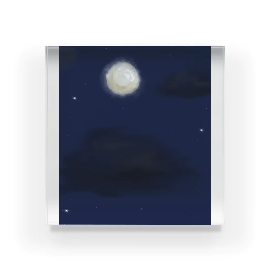 Hanabiのアトリエのある秋の月夜 Acrylic Block