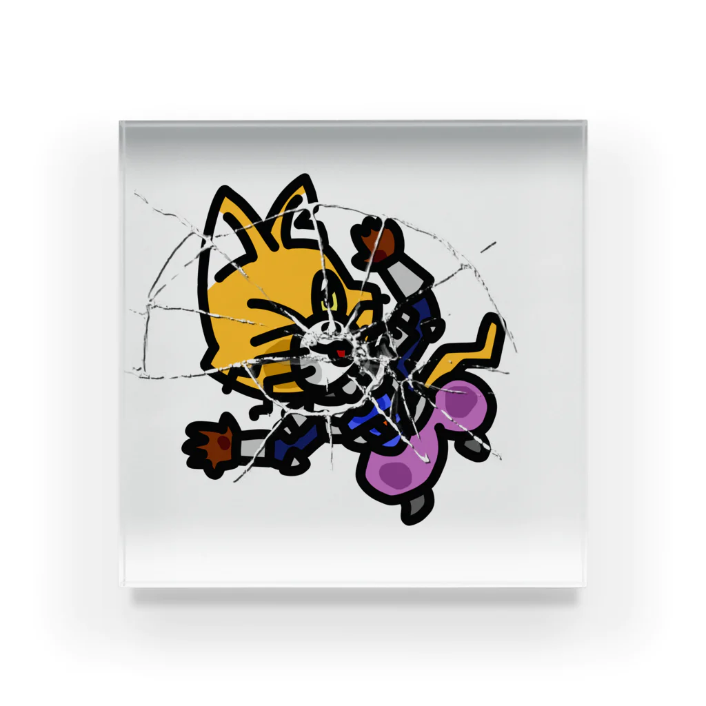 キャットＣのこうじょうけんがくの手前ふっとびキャットＣ Acrylic Block