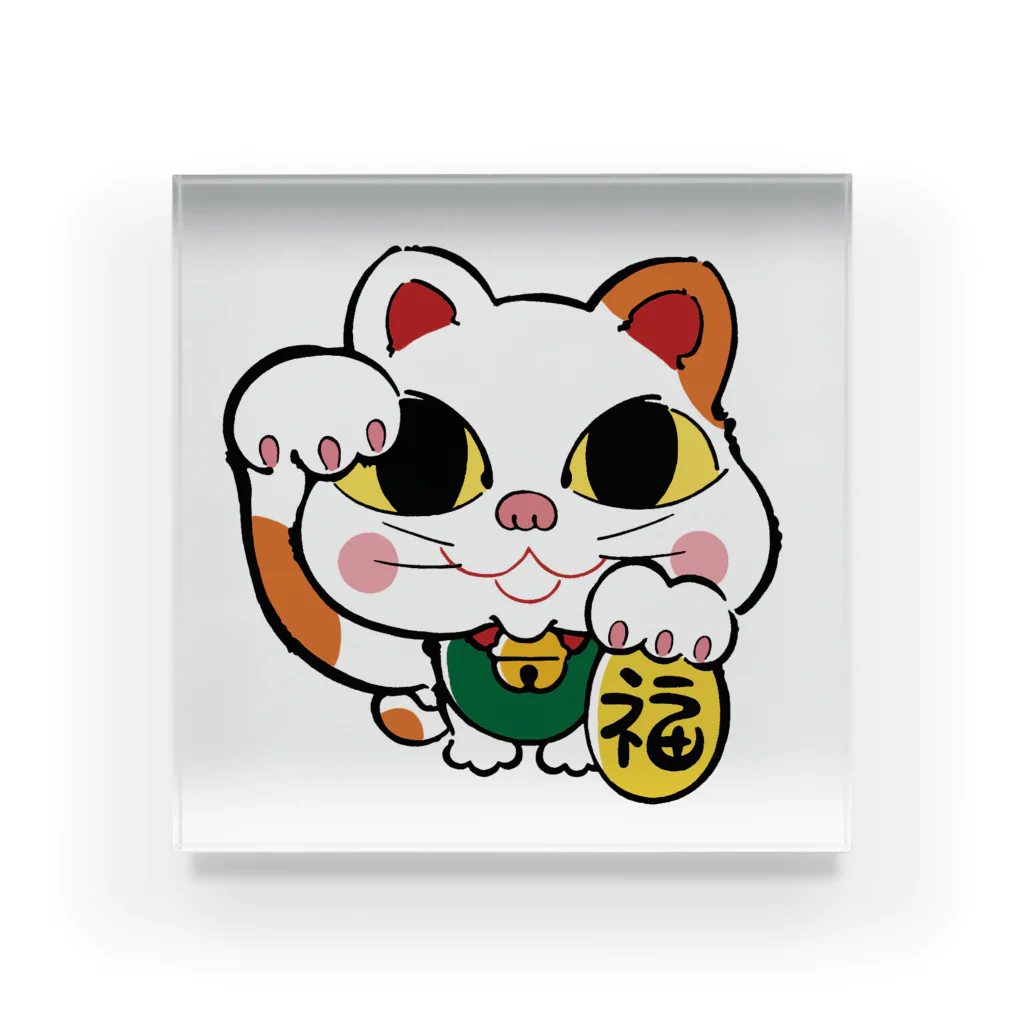 開運キャラ祭りの招き猫　 Acrylic Block