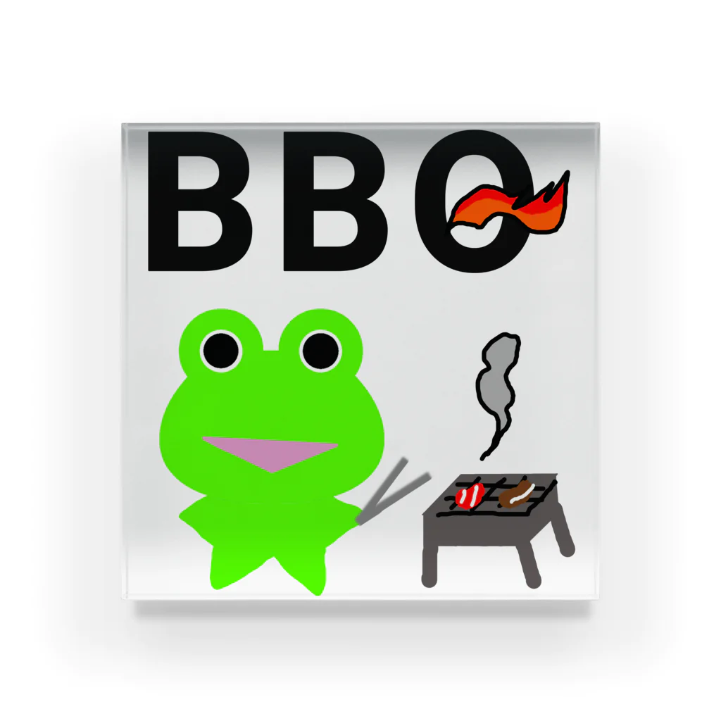 みらケロのBBQを楽しむカエルくん アクリルブロック