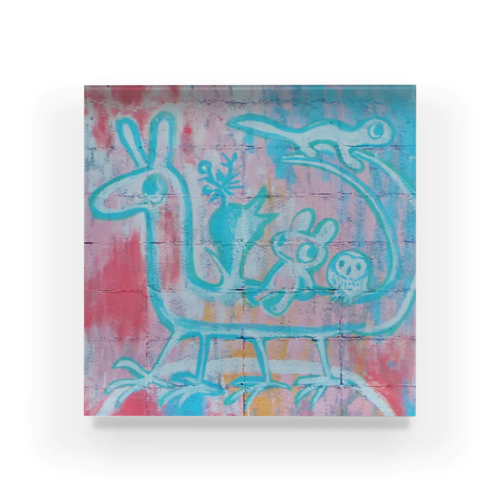 ミズホドリの壁らくがき 07－水色とマゼンタ Acrylic Block