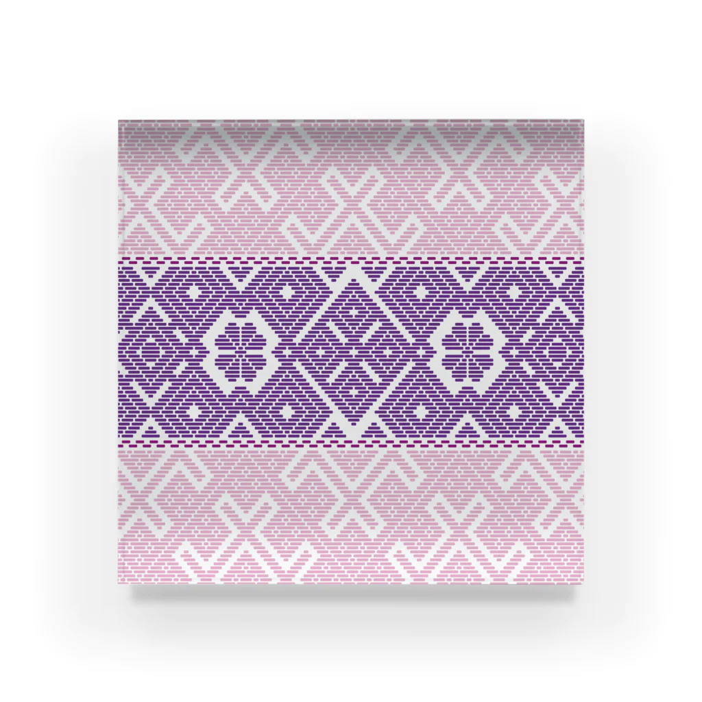 【松】黒金アートこぎん和紙和柄の紫桜 Acrylic Block