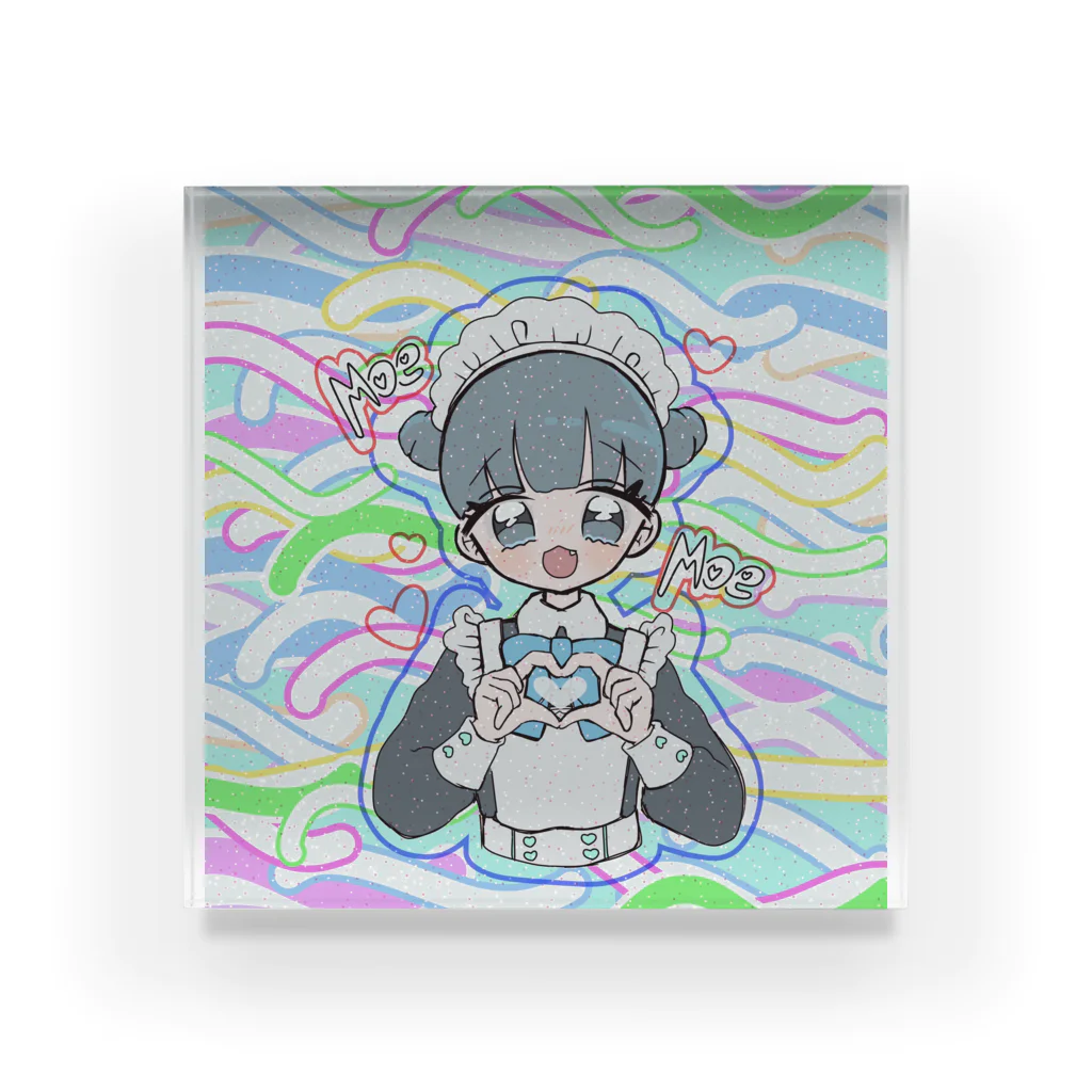 循環性飽食のお団子青メイドちゃん(カラフル) Acrylic Block