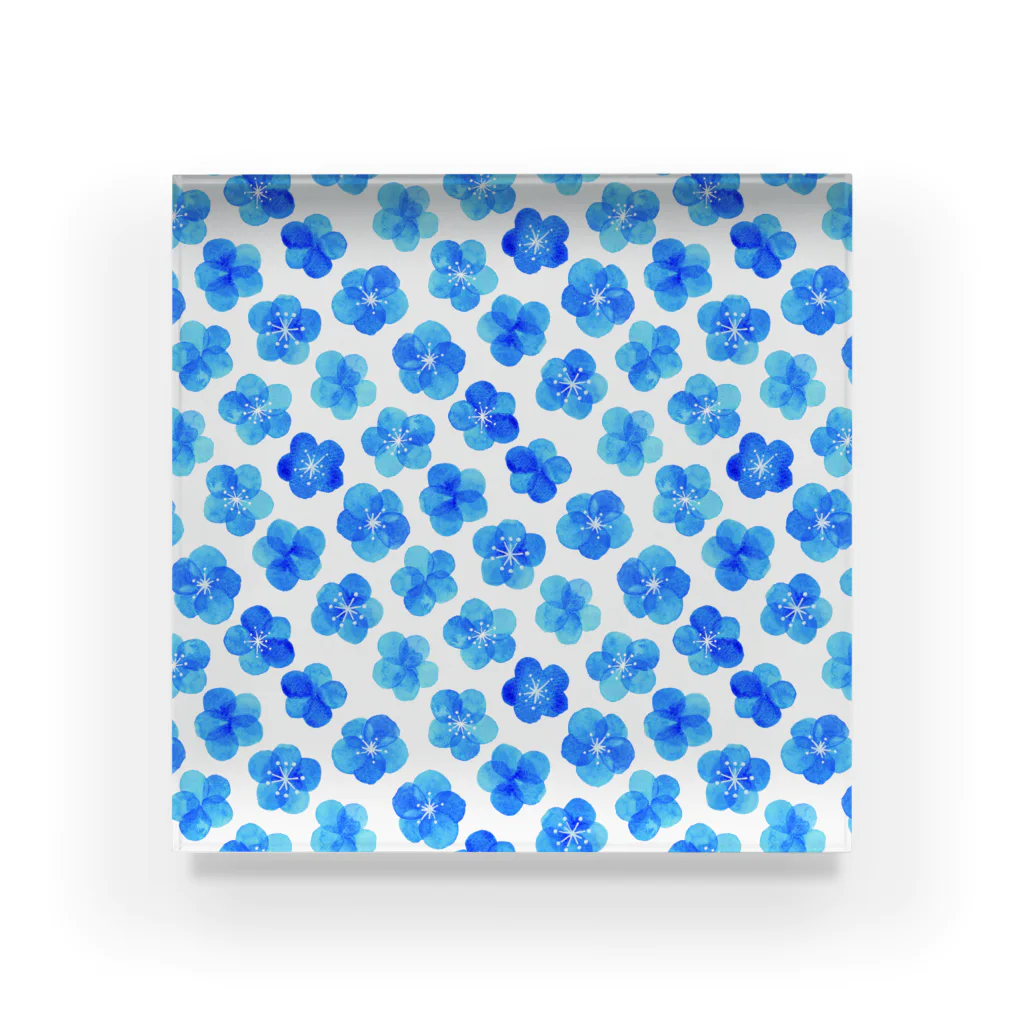 shimami-suisaiの青い花水彩２ アクリルブロック