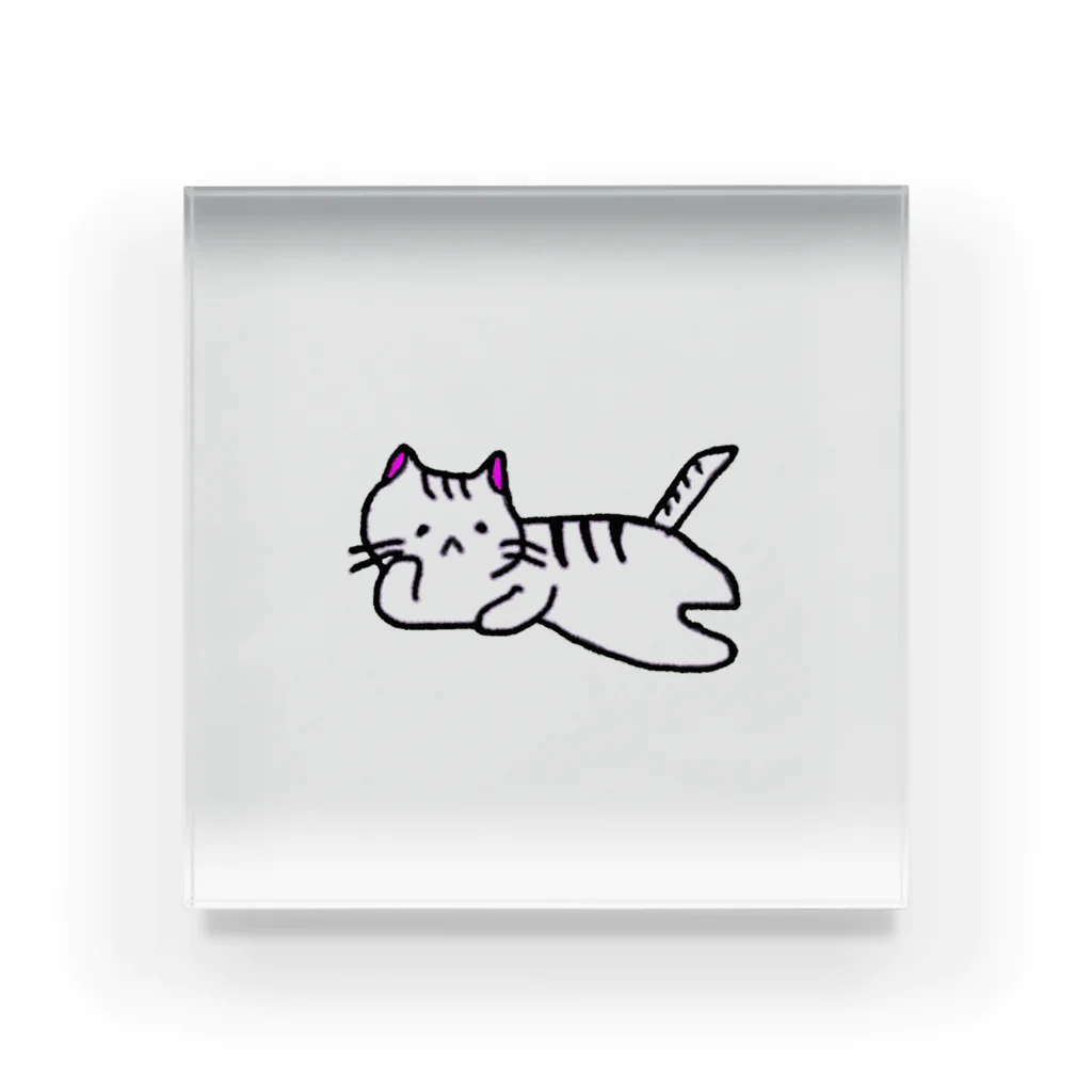 おもち屋さんのごろごろねこ（紫） Acrylic Block