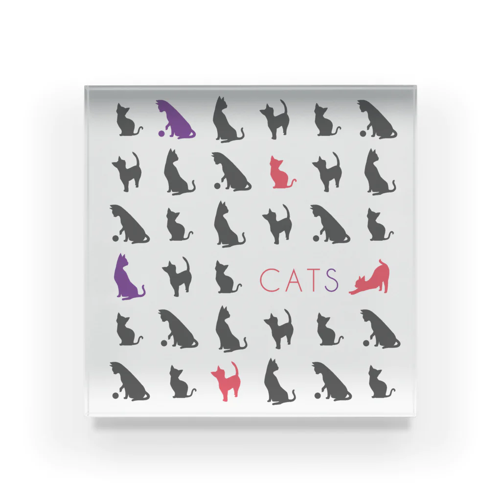 かいりのCATS pattern/grey Acrylic Block