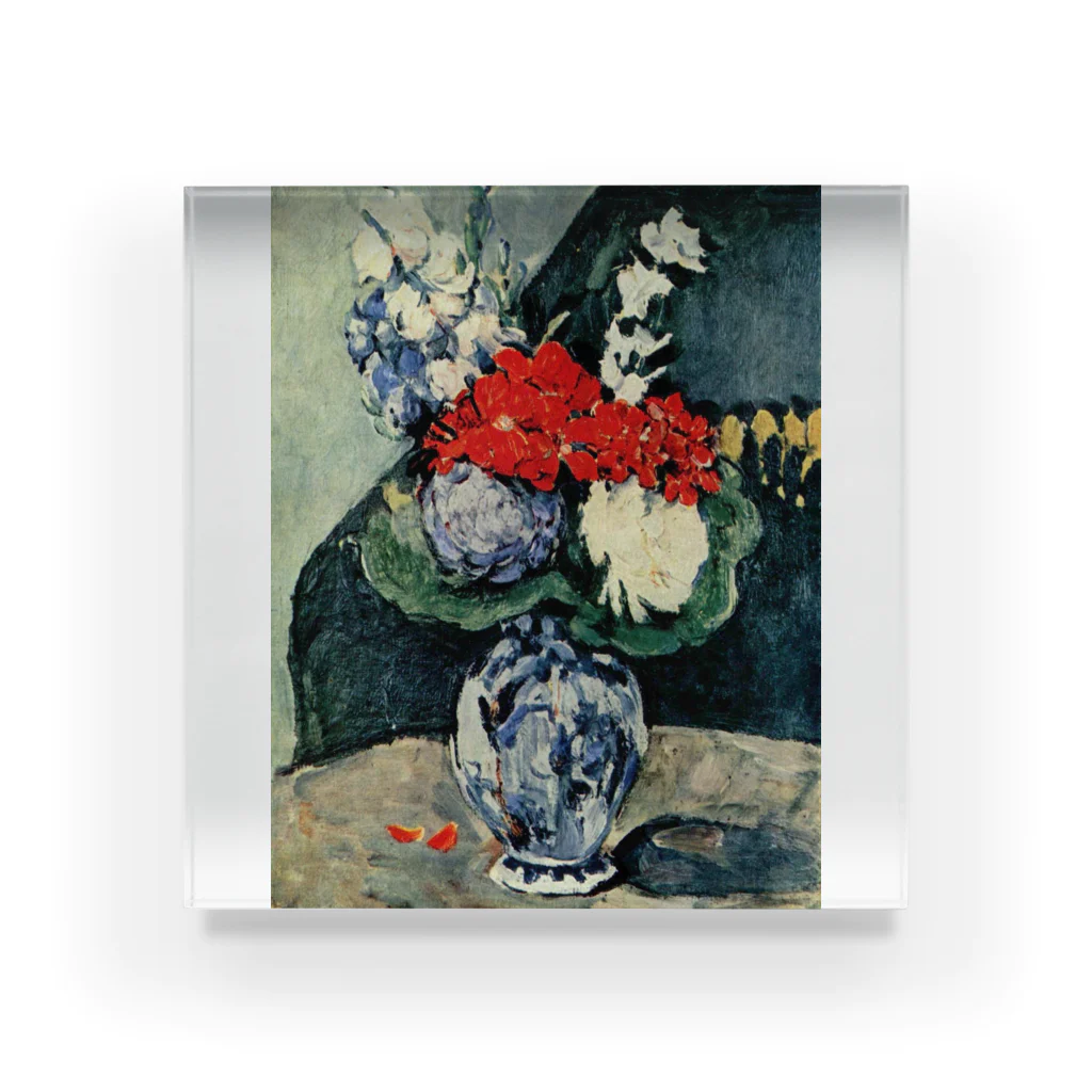 Art Baseのポール・セザンヌ / 1874 /Still life, Delft vase with flowers / Paul Cezanne Acrylic Block