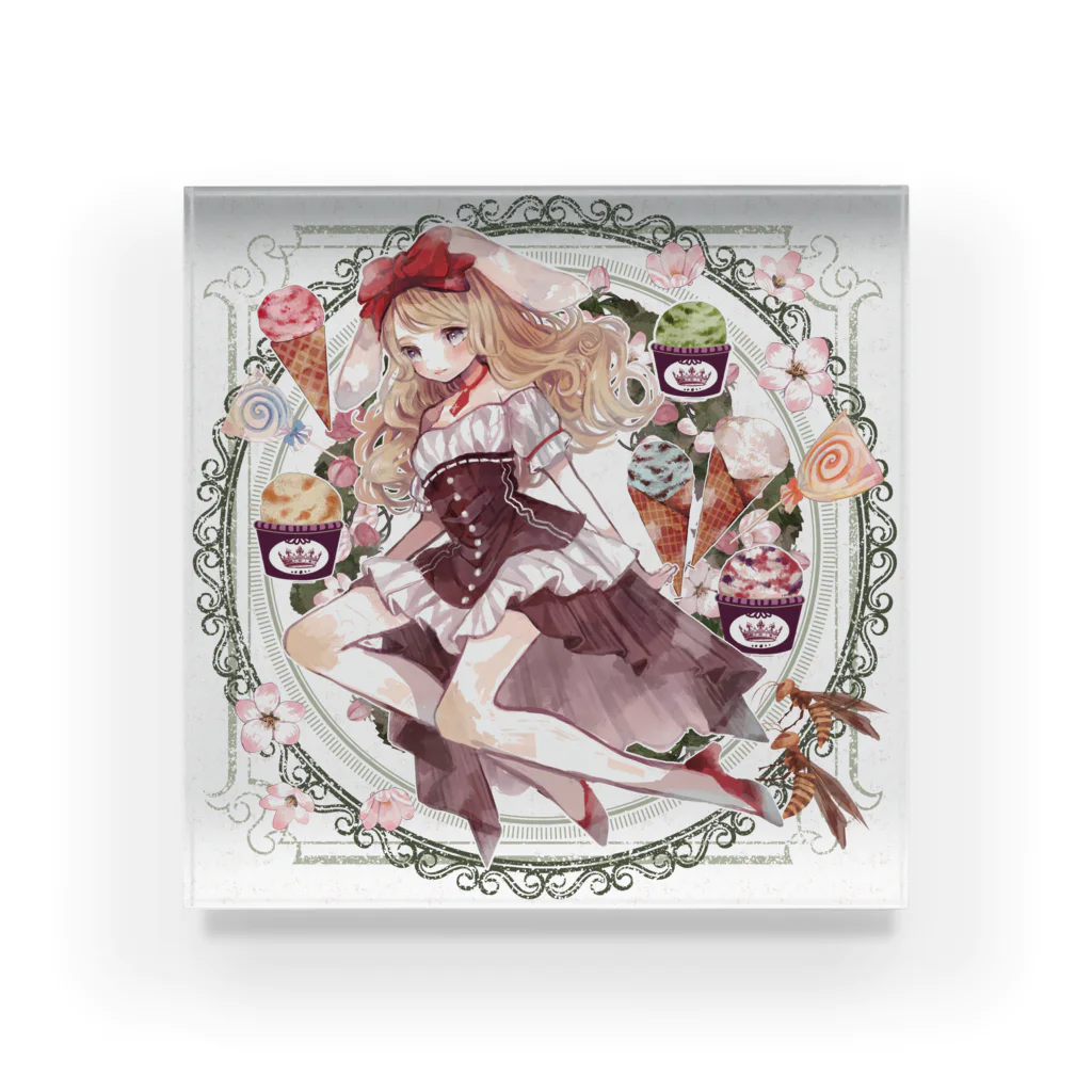 すぴかのアイスクリームとうさ耳少女 Acrylic Block