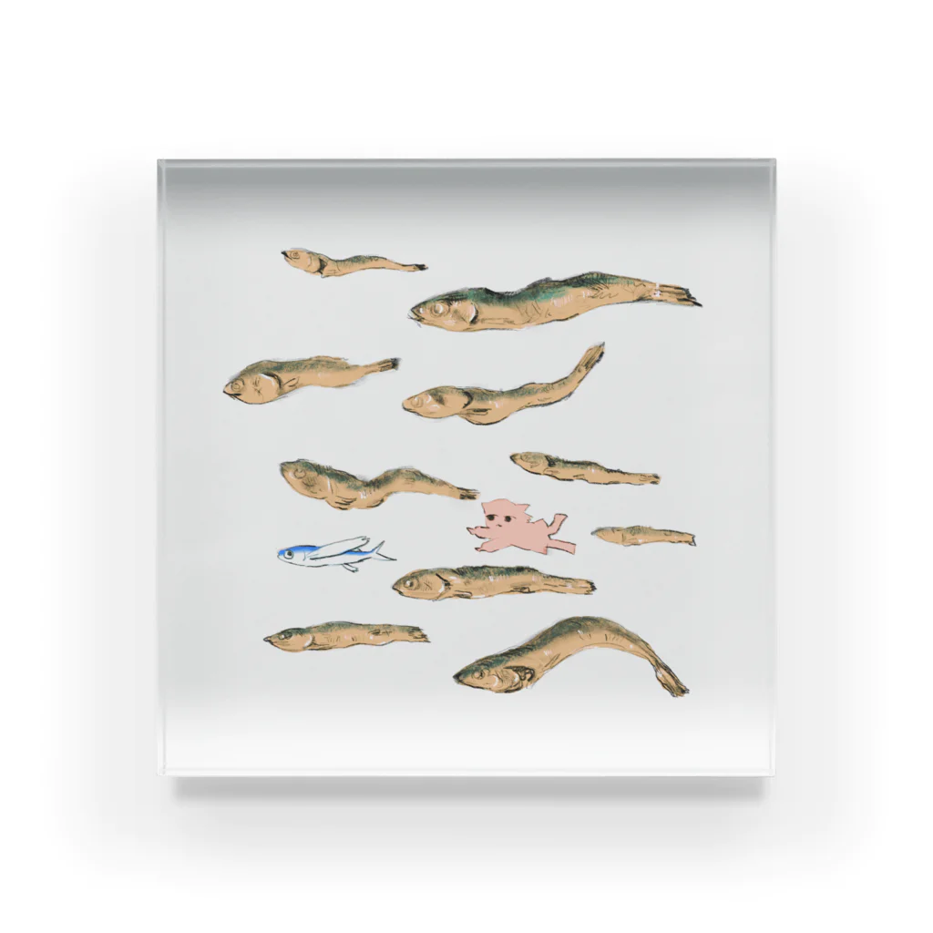 魚やの煮干しは空飛ぶ夢をみるか Acrylic Block