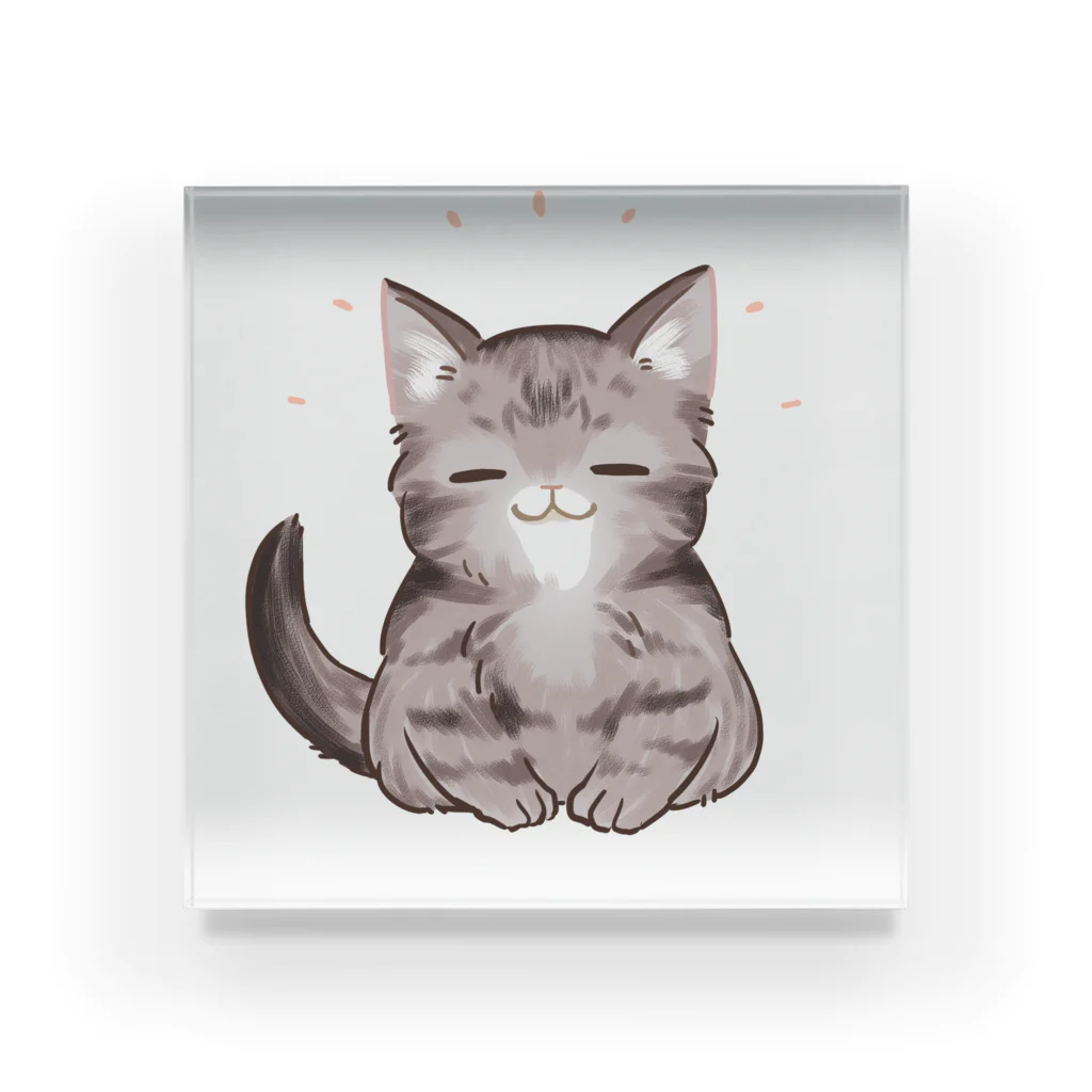 #保護猫カフェひだまり号の愛猫！麦のおじきシリーズ アクリルブロック
