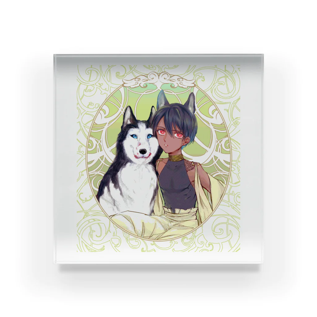 🐶犬🍔の犬と私 Acrylic Block