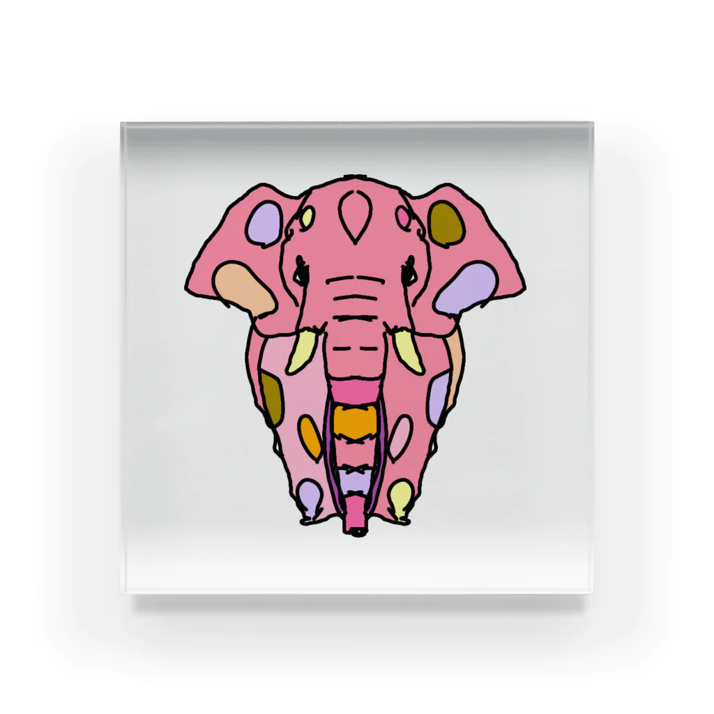 Full of vitality　(フル　オブ　バイタリティ)のElephant☆PINK　(ピンク色の象)　Full of vitality　(フル　オブ　バイタリティ) Acrylic Block