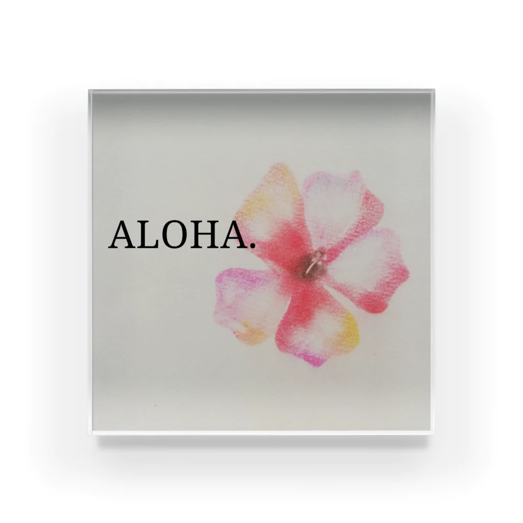 Anela's  shop．のALOHA!ハイビスカス アクリルブロック