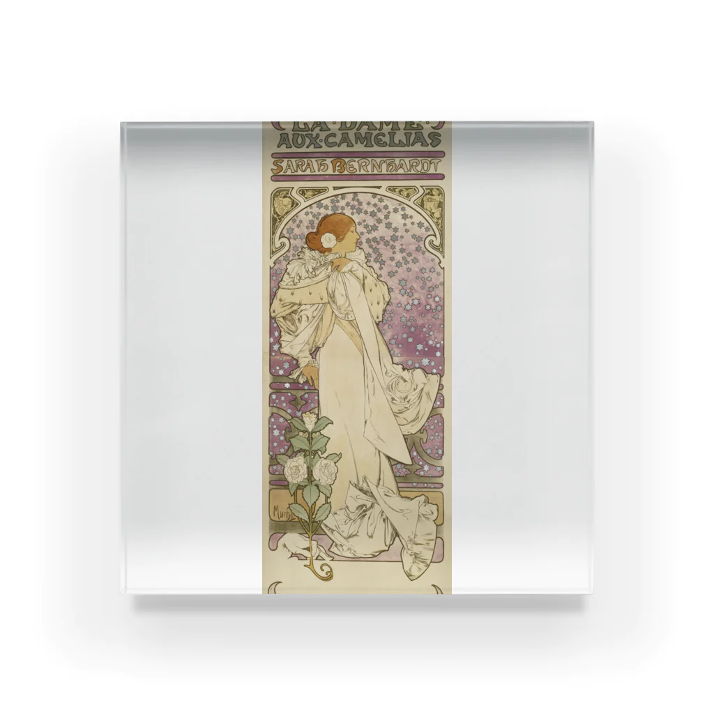 釜萢堂《かまやちどう》美術販売の「LA. DAME. / AUX. CAMELIAS / SARAH BERNHARDT」  Mucha, Alphonse／Paris Musées アクリルブロック