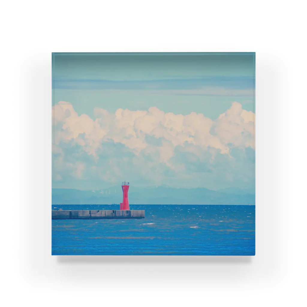 パーマとヒツジの海と灯台 アクリルブロック