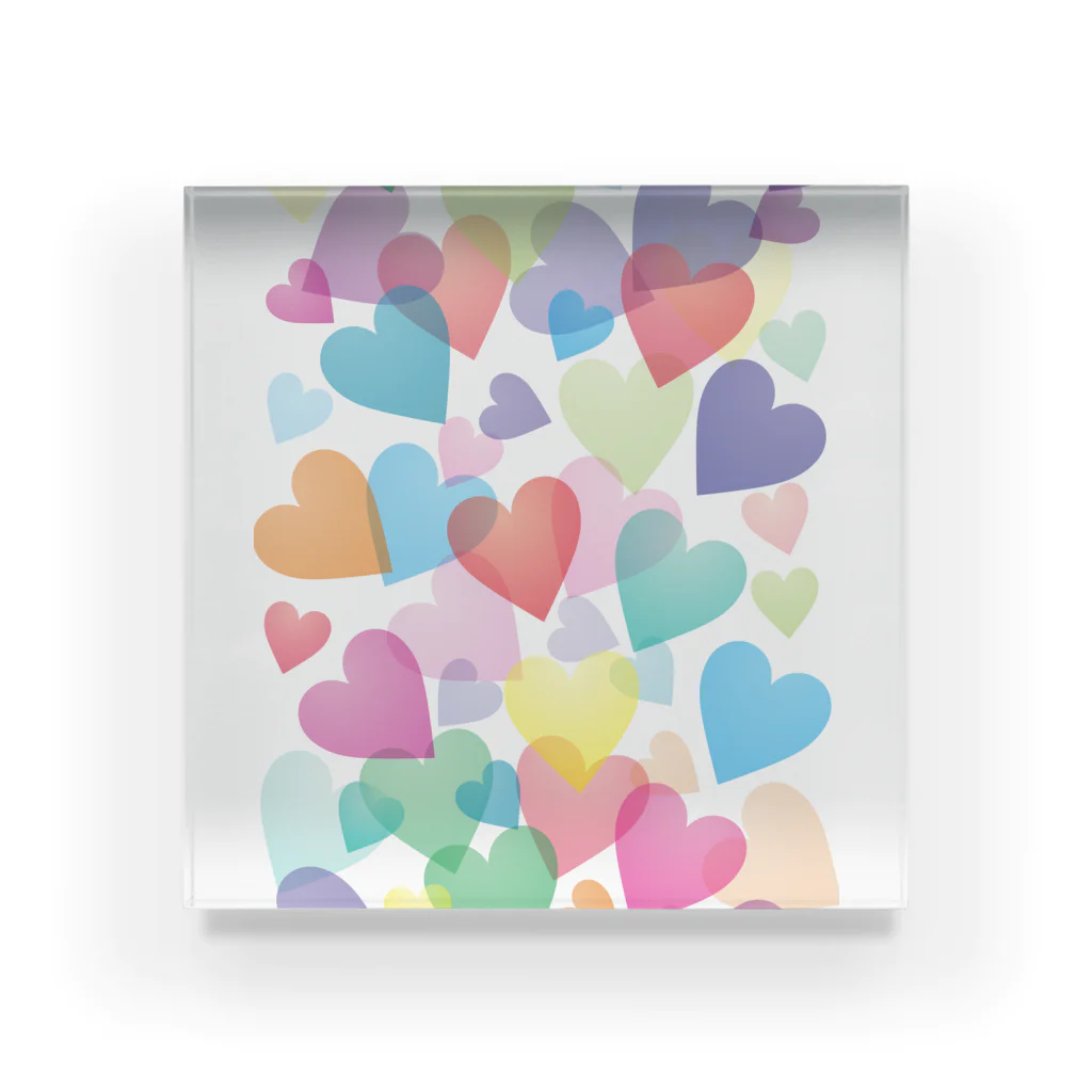 まゆぽんのアトリエのColorful Happy Heart Acrylic Block