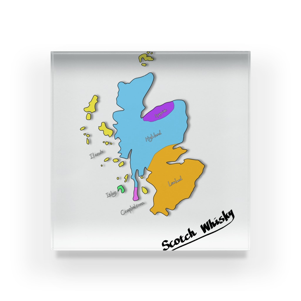 MedusasのScotch Whisky‘s  map (カラーver） Acrylic Block