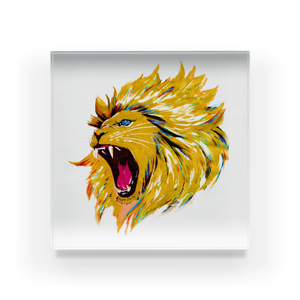 切り絵ariのLION アクリルブロック