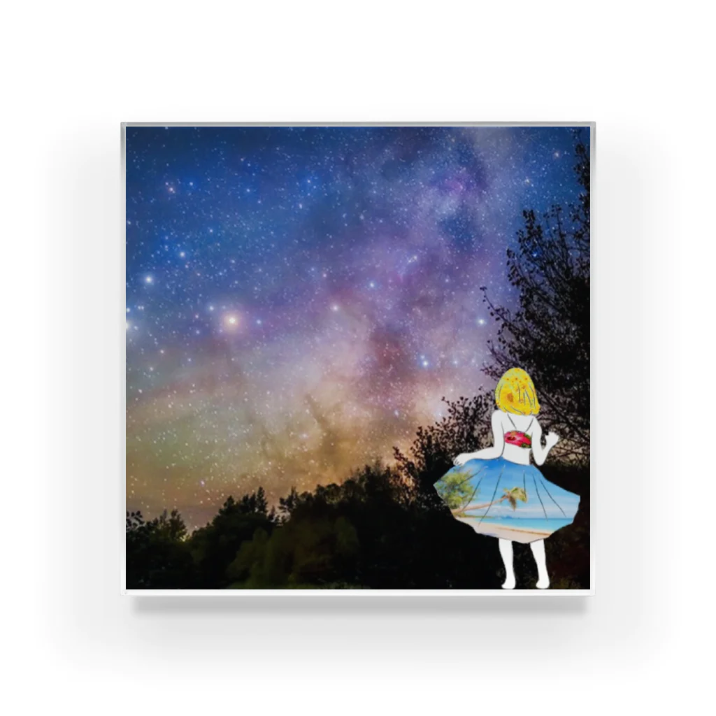 Ksukeのガール×写真×夜空 Acrylic Block