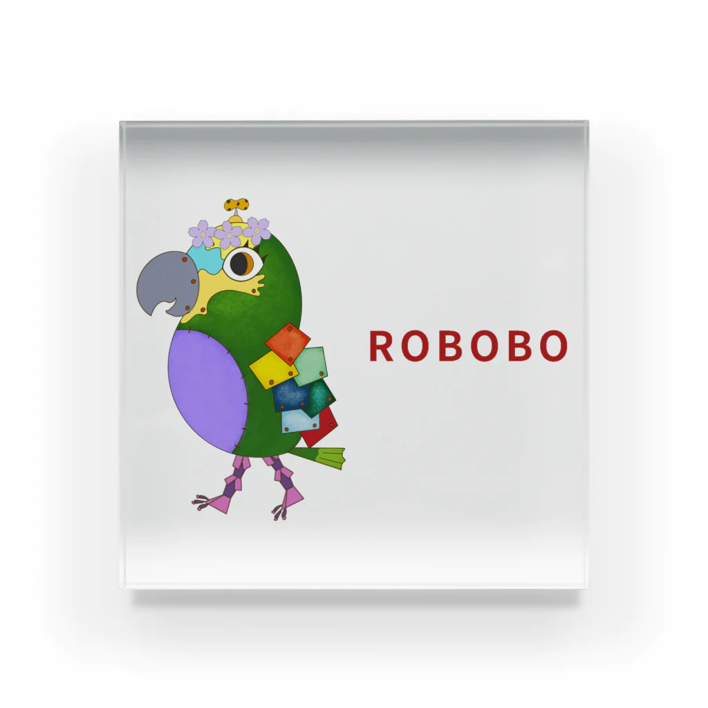 ねこぜや のROBOBO アオボウシインコ アクリルブロック