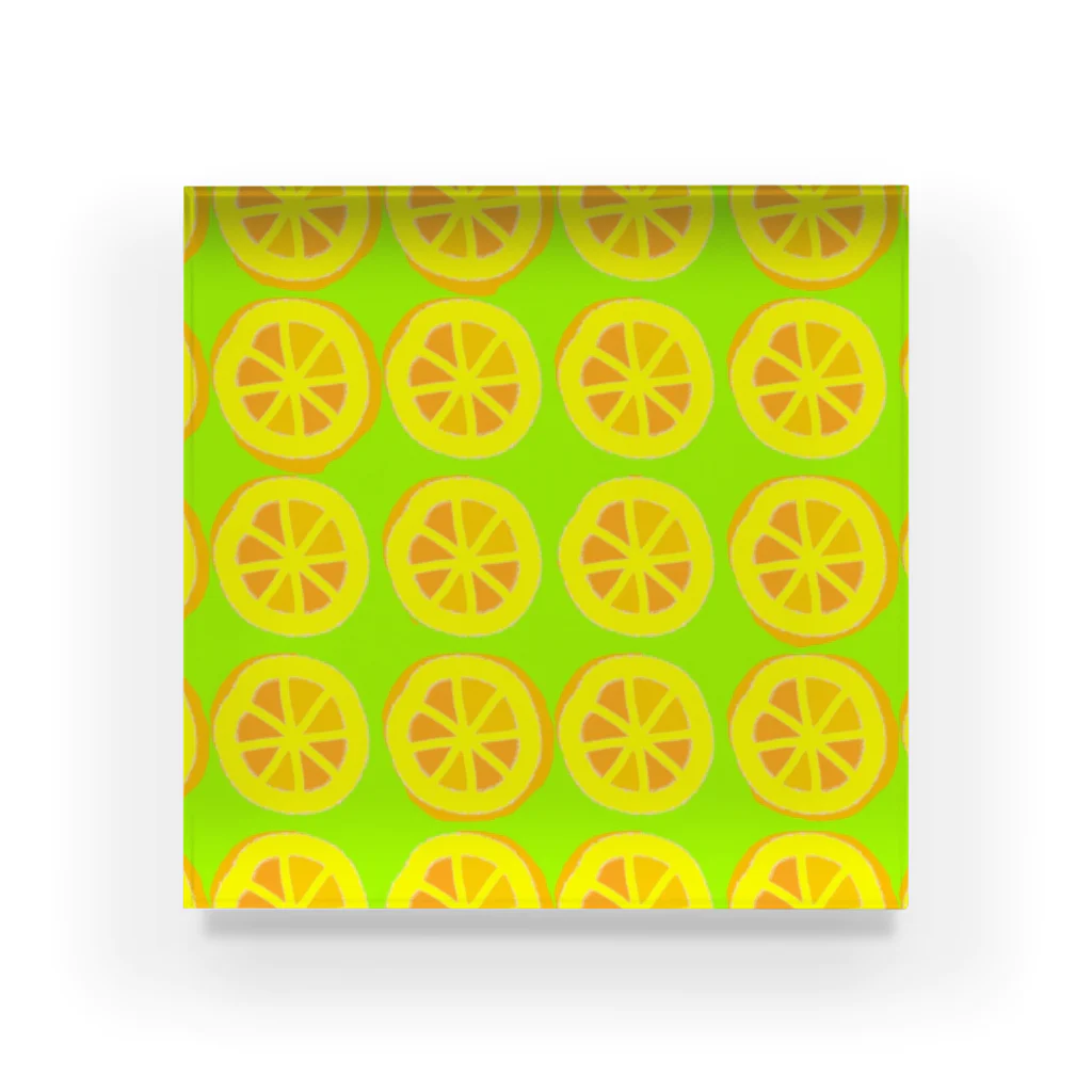 tocotanのオレンジ・背景緑バージョン Acrylic Block