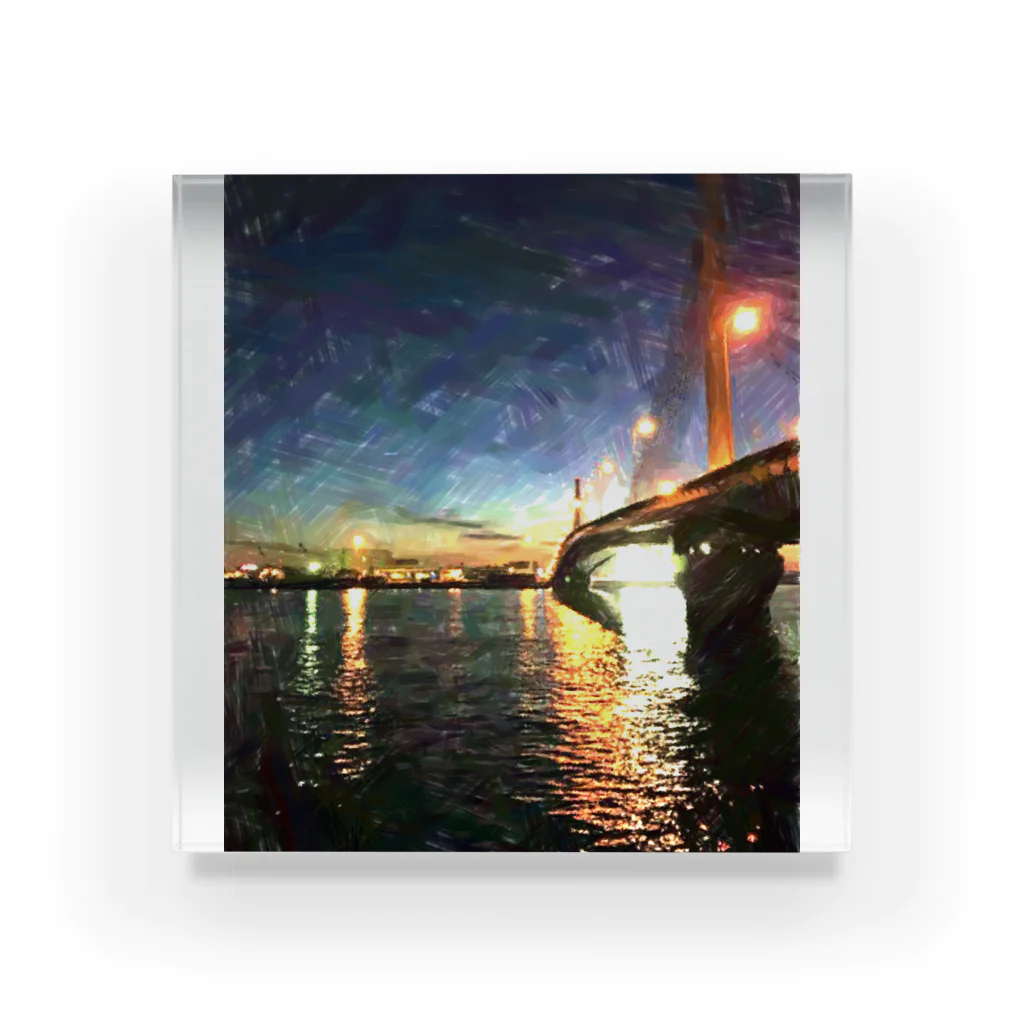 Art Style NEKO28の海と街と繋ぐ橋 Acrylic Block