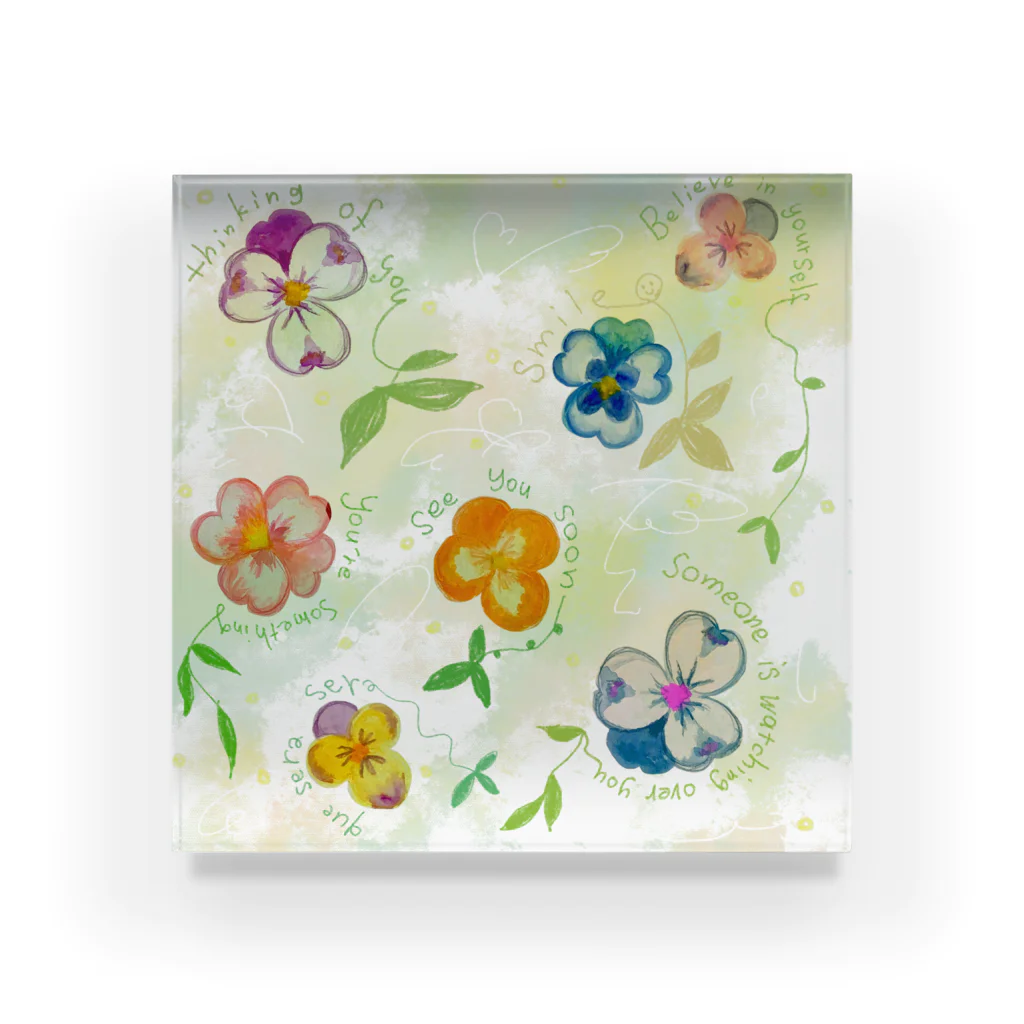 letters from Judyのmy friend, pansy Acrylic Block