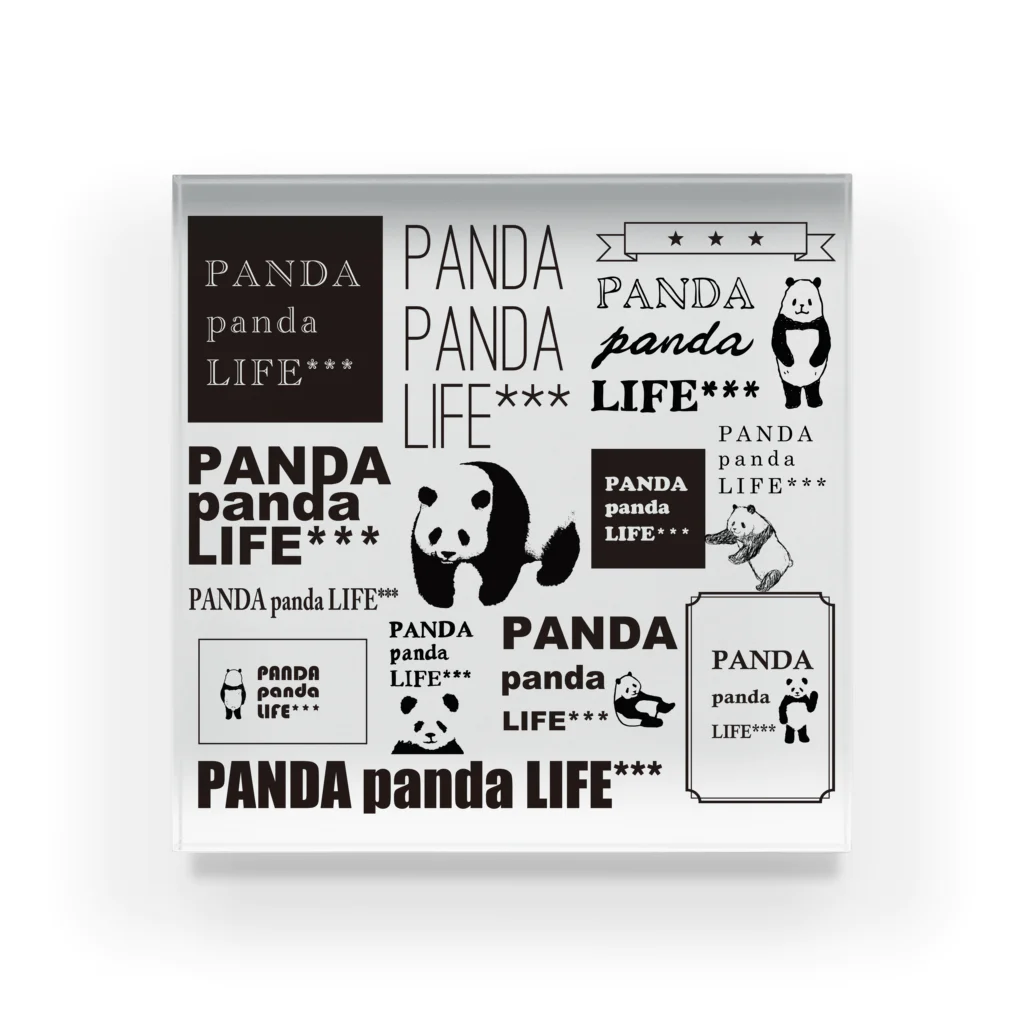 PANDA panda LIFE***のロゴロゴ　パンダ アクリルブロック