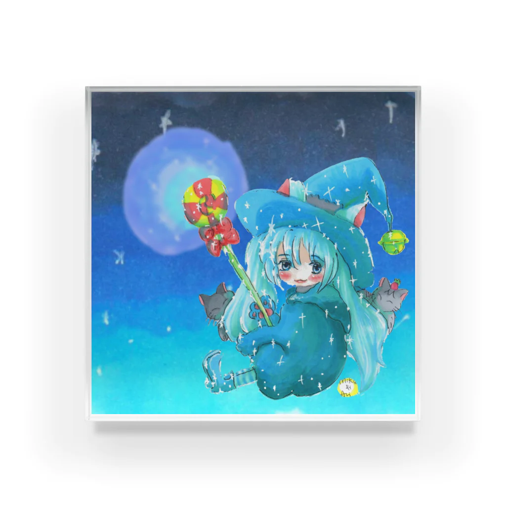 miku'ꜱGallery星猫の魔法少女ゆるmiku with 使い魔にゃんズ アクリルブロック