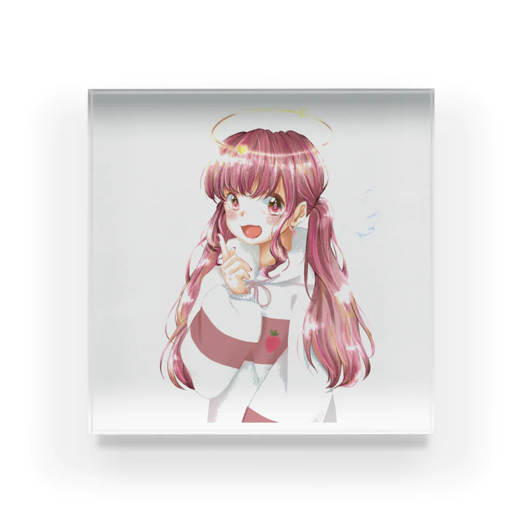 彩る葉っぱなの～のいちごちゃん Acrylic Block