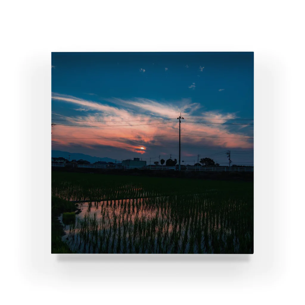 otakeの写真店の夕焼けの田んぼ Acrylic Block