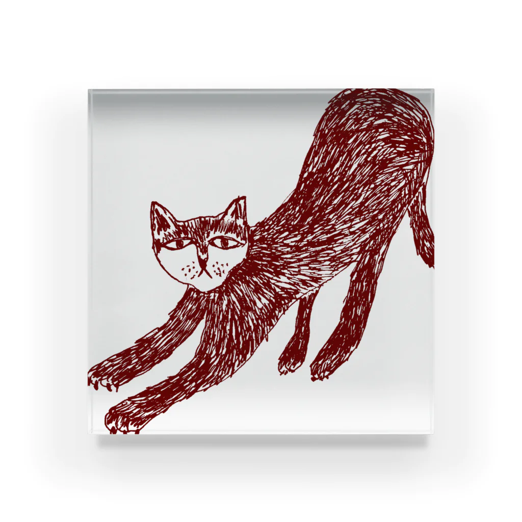 NIKORASU GOののびをするねこ（Tシャツ・パーカー・グッズ・ETC） Acrylic Block