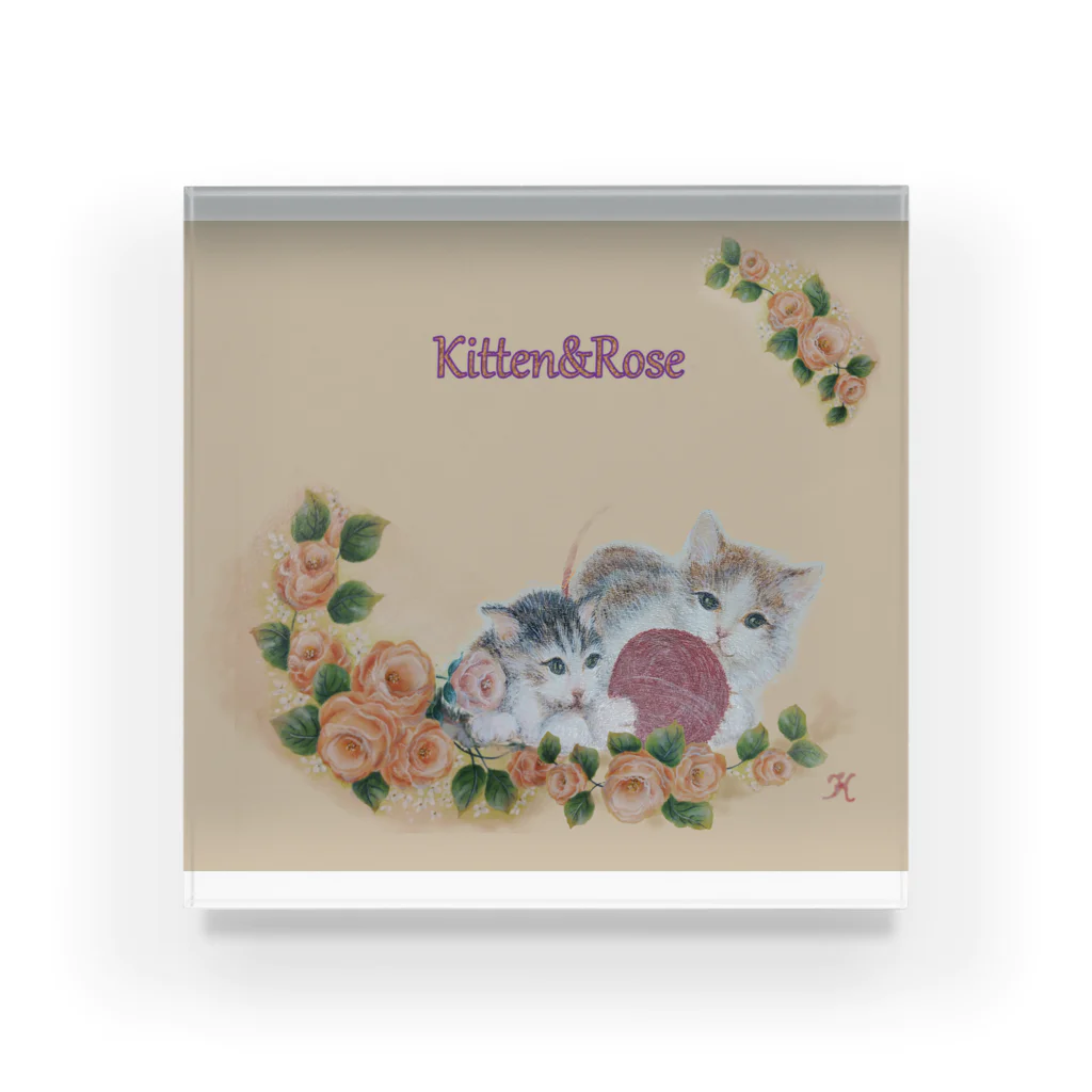 crystal-koaraのKitten&Rose Acrylic Block