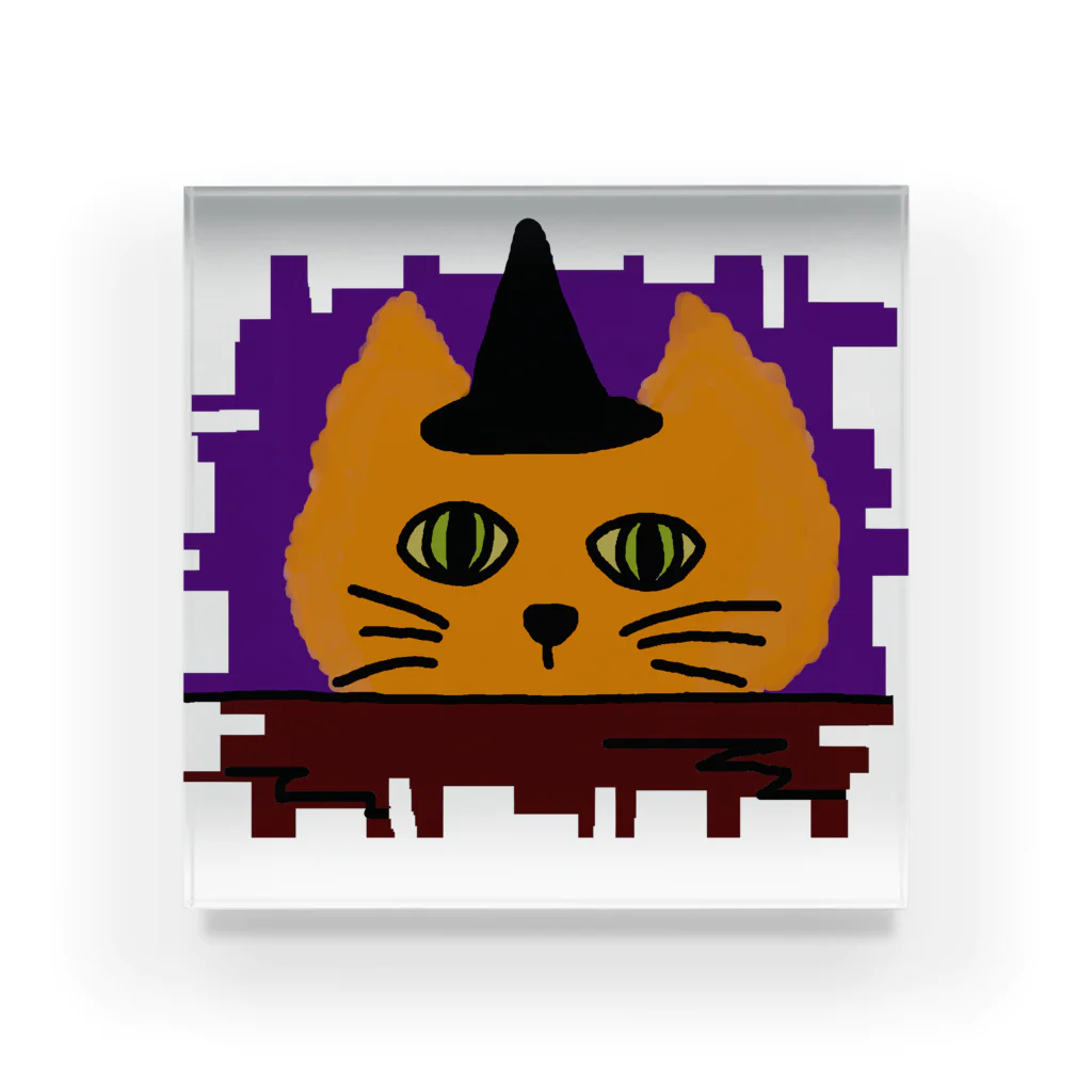 気ままに創作　よろず堂のハロウィンねこ アクリルブロック