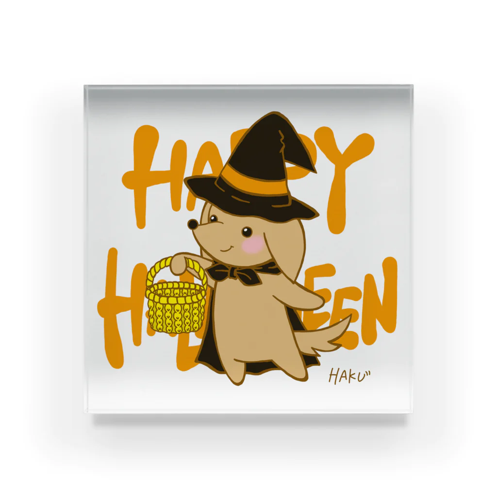 ハク先生《ほのぼの系イラスト描いてます》のハロウィン わんこ Acrylic Block